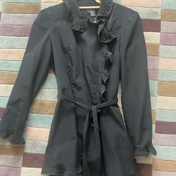 Ectetera Light Weight Black Coat with Ruffles, Size 6 - Picture 1 of 8